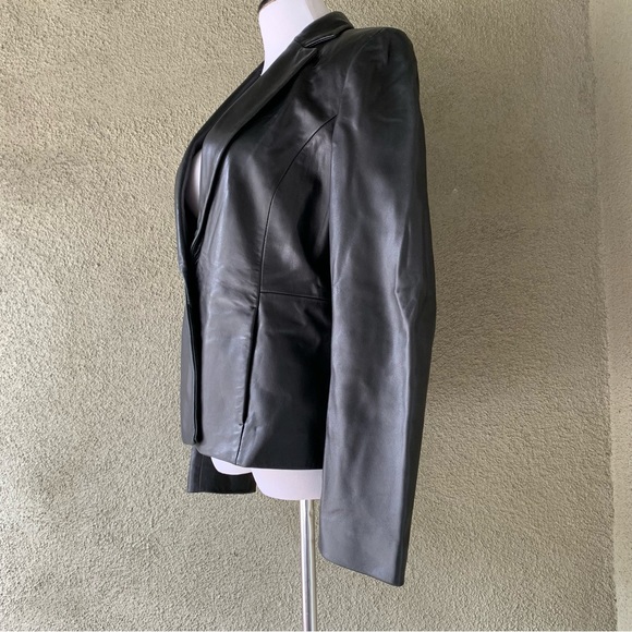 “SienaStudio” Black Soft Leather Blazer Jacket size 12 - Picture 3 of 16